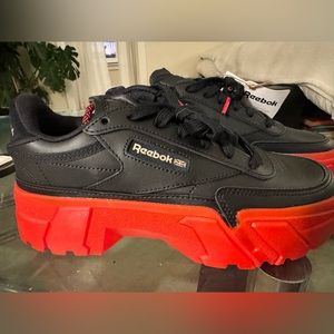 Rebook x Cardi B “Club C Cardi Sneaker - Black& Red - size 7 .BRAND NEW